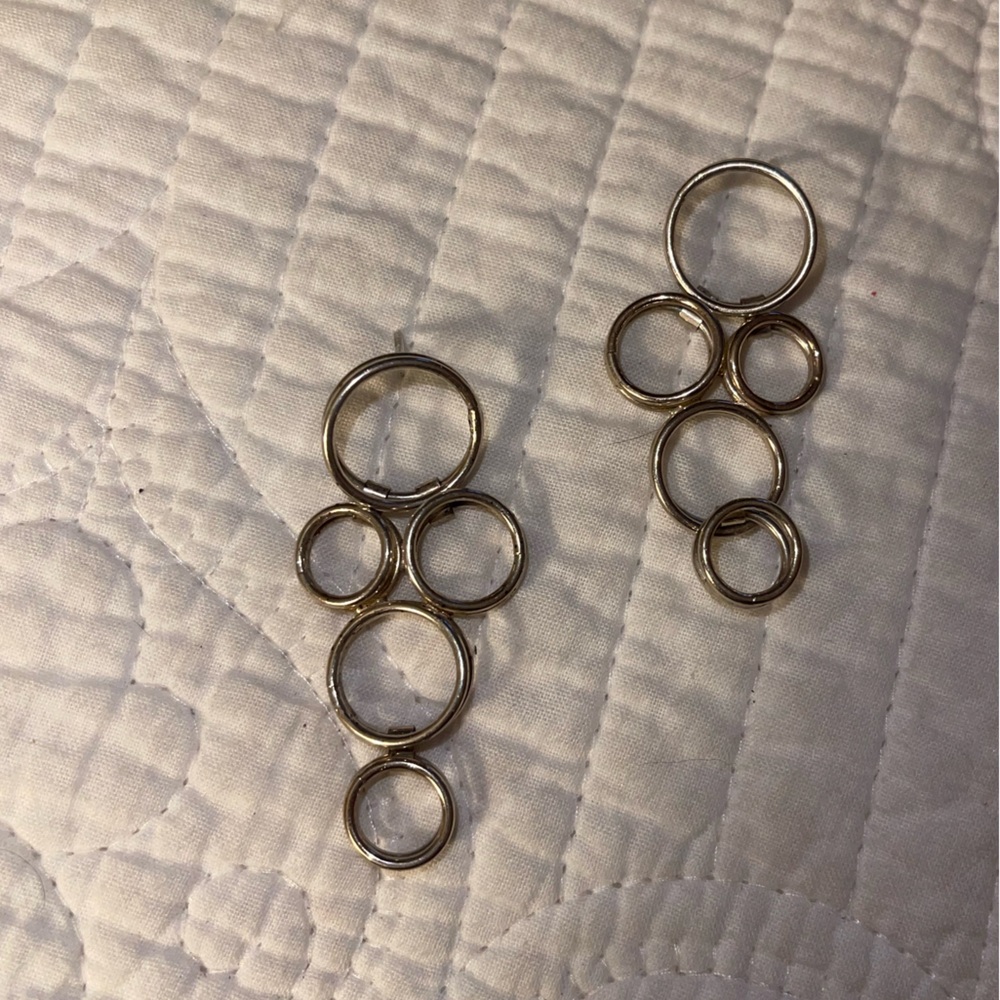 Vintage Silver Abstract Circular Dangle Earrings - image 2